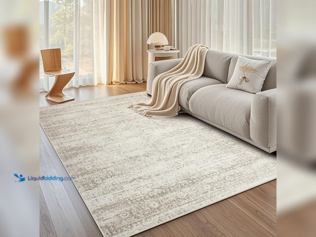 Lot 49-5487625 - Washable Area Rug for Living, Bedroom & Dining Room, Ultra Soft Faux Wool Retro Large Carpet, Non-Sl...