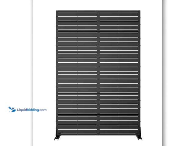 Lot 49-1636817 - Lumioca Louvered Black Galvanized Screen Decorative Outdoor Privacy Panel (46.8 in. W x 71.37 in. H)...