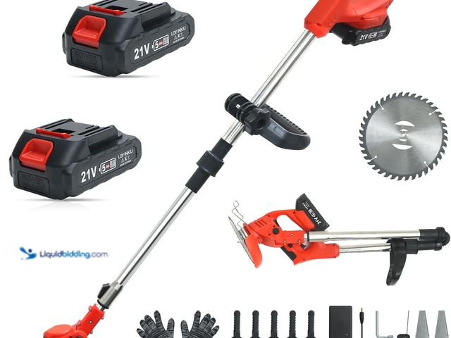 Lot 49-5433711 - Cordless Weed Wacker,Electric Weed Eater,2 Batteries,Grass Trimmer Cordless,Weed Erimmer Red. Item i...