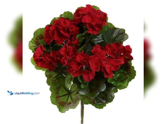 Lot 49-2001050 - Set of (4) Nearly Natural UV Resistant Indoor/Outdoor Geranium Artificial Bush, Model # 6140-S4-RD, ...