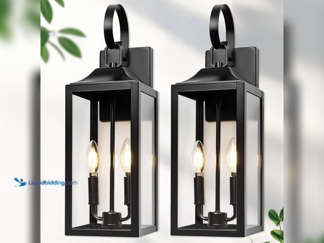 Lot 49-3511777 - 19" Large Outdoor Wall Light - Black Outside Wall Mounted Light Fixture, Exterior Farmhouse Wall Sco...