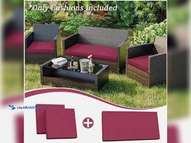 Lot 49-3539233 - WNP 36 in. x 18 in. (3-Piece) Outdoor Patio Replacement Seat Cushions Fit for Loveseat Lounge Chair ...