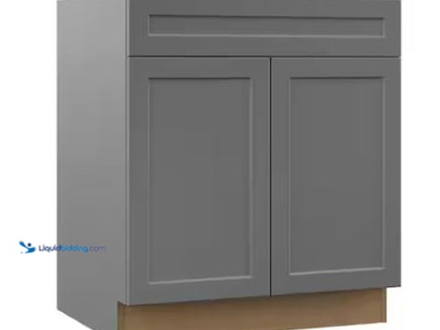 Lot 49-1518104 - Hampton Bay Designer Series Melvern Storm Gray Shaker Assembled Sink Base Kitchen Cabinet (30 in. x ...