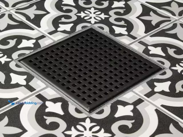 Lot 49-1574831 - Oatey Design line 6 in. x 6 in. Stainless Steel Square Shower Drain with Square Pattern Drain Cover ...