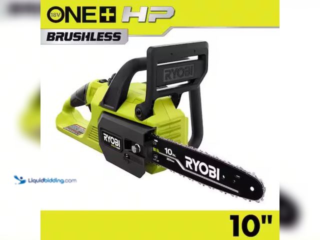 Lot 49-1623729 - RYOBI ONE+ HP 18V Brushless 10 in. Battery Chainsaw (Tool Only), Model # P2502BTL, Slightly used, No...