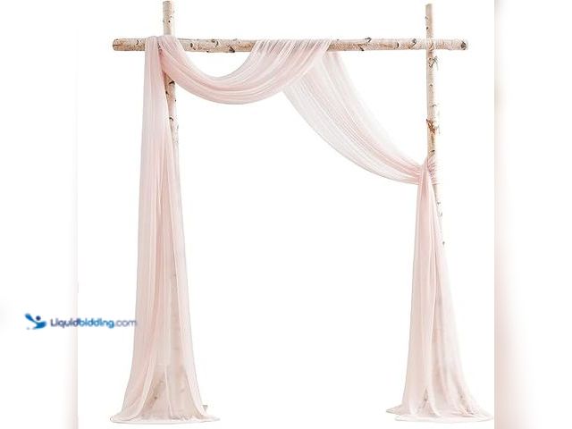 Lot 49-5407754 - Floroom Wedding Arch Draping Fabric 2 Panels 20Ft Blush Chiffon Fabric Drapes Arbor Drapery Wedding ...