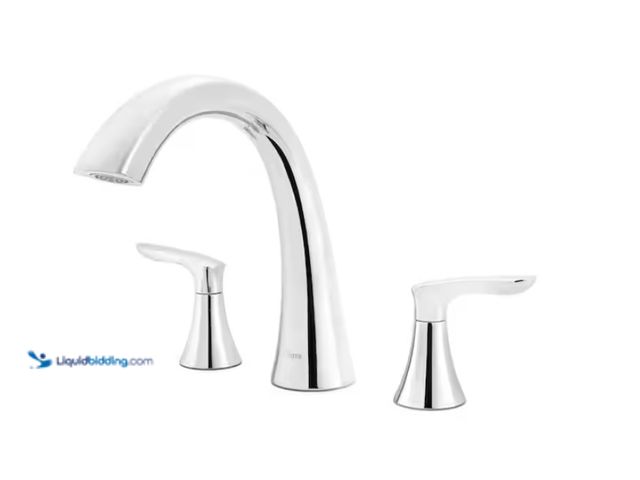 Lot 49-1622385 - Pfister Weller 2-Handle Roman Tub Trim Polished Chrome, Model # RT6-5WRC, Unused, Has attachment  Re...