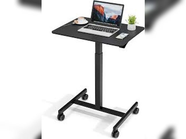 Lot 49-5578994 - Simple Deluxe Standing Desk with Lockable Wheels, Mobile Adjustable Height Stand Up Desk, Portable L...