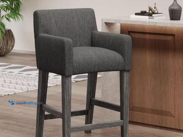 Lot 49-2000974 - Noble House Deville 26 in. Charcoal and Gray Wood Bar Stool, Model # 109429, Unused, Has attachments...