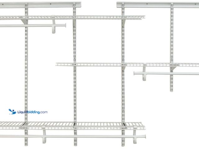 Lot 49-5555391 - ClosetMaid 2075 ShelfTrack Adjustable Closet Organizer Kit, 5-Feet to 8-Feet, White, Unused