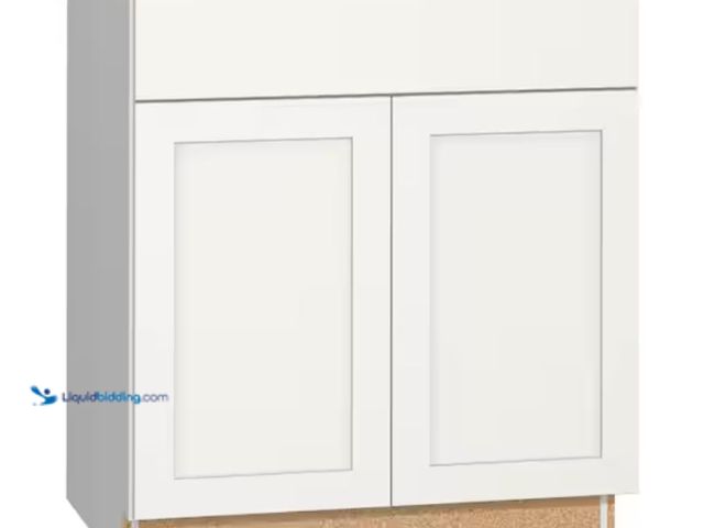 Lot 49-1623691 - Hampton Bay Westfield Feather White Shaker Stock Assembled Base Kitchen Cabinet (30 in. W x 23.75 in...