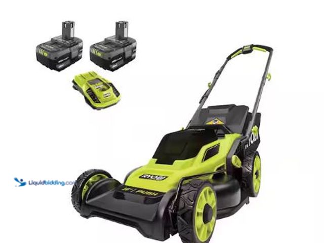 Lot 49-3473155 - RYOBI ONE+ HP 18V Brushless 16 in. Cordless Battery Walk Behind Push Lawn Mower with (2) 4.0 Ah Batt...
