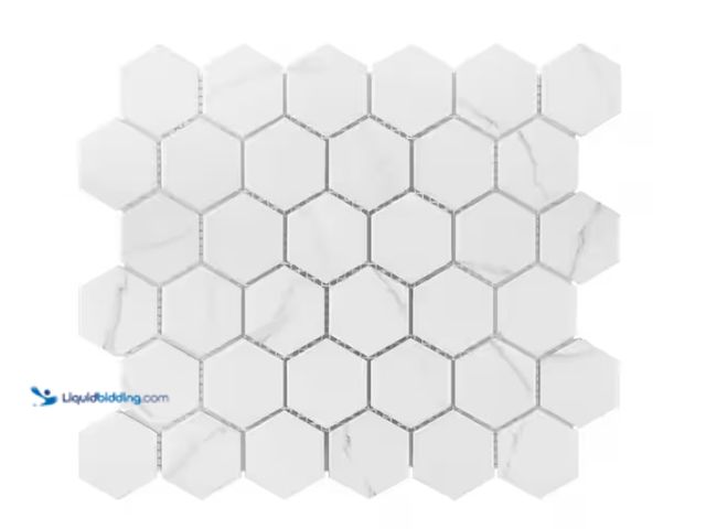 Lot 49-1578143 - Approx. (15) sq. ft. of Jeffrey Court Whisper Valley White 11 in. x 12.625 in. Hexagon Matte Porcela...