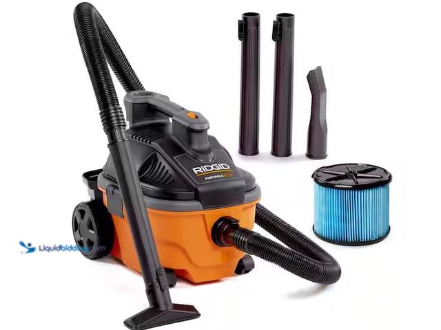 Lot 49-1568657 - RIDGID 4 Gal. 5.0 Peak HP Portable Shop Vacuum Wet Dry Vac with Fine Dust Filter, Locking Hose and A...