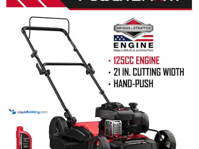 Lot 49-1636828 - PowerSmart 21 in. 2-in-1 125cc Gas Push Mower, Briggs and Stratton Engine, Quick Start, 6-Position H...