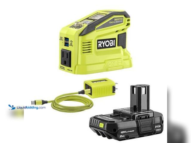 Lot 49-5553490 - RYOBI 18V ONE+ 150-Watt Portable Battery Inverter Power Source and Charger for 18V ONE+ Batteries wi...