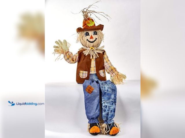 Lot 49-1558974 - WORTH IMPORTS 60" Life Size Harvest Sitting Scarecrow, Model # B07RR5YJVW, Unused.  Ref#BLUEAMA1203