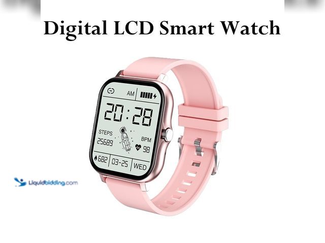 Lot 49-1616282 - Waterproof Smart Watch with Digital LCD Screen Pink Case with Pink Silicone Band - NEW - Featuring B...