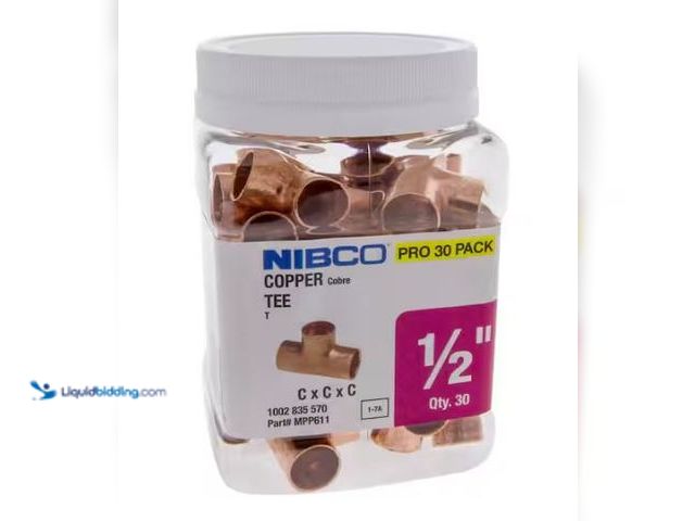 Lot 49-1565954 - Everbilt 1/2 in. x 1/2 in. x 1/2 in. Wrot Copper All Cup Tee Fitting Pro Pack (30-Pack), Model # MPP...