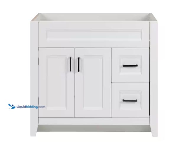 Lot 49-1566751 - Home Decorators Collection Ridge 36 in. x 22 in. x 34 in. White Bath Vanity Cabinet and 37 in. x 22 ...