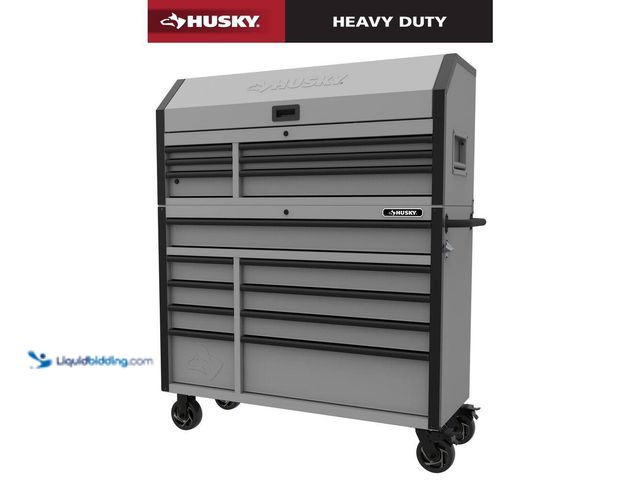 Lot 49-5433895 - Heavy-Duty 52 in. W 15-Drawer Matte Gray Steel Rolling Tool Chest Combo. Item is Unused, has kets wi...