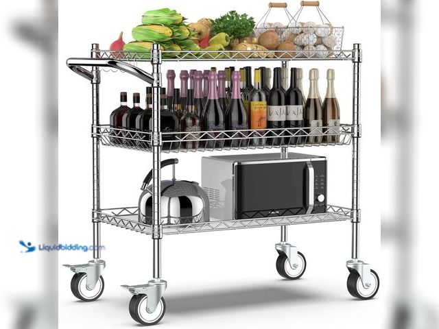 Lot 49-3528226 - Leteuke Heavy Duty 3 Tier Rolling Utility Cart,NSF Certified 990Lbs Capacity Rolling Carts with Whee...