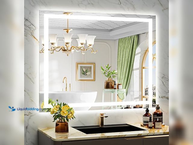 Lot 49-3472586 - 44x36 Inch LED Bathroom Mirror with Lights Front and Backlit Lighted Vanity Mirror for Bathroom Wall...