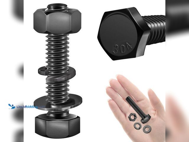 Lot 49-2024179 - Lot of (5)- MYWISH
1/4 in.-20 x 1-1/2 in. Black Oxide Stainless Steel Hex Bolt with Nut, Washer and...