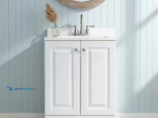 Lot 49-2000020 - Glacier Bay 25 in. Single Sink White Freestanding Bath Vanity with White Cultured Marble Top (Assemb...
