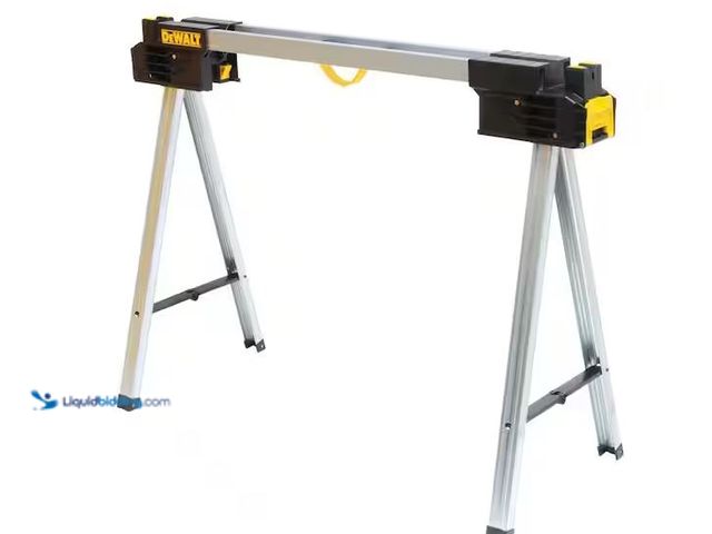 Lot 49-1576368 - DEWALT 32 in. H Metal Folding Sawhorse Model # DWST11155, Unused, Bent/Cracked on 1 Side From Shippi...