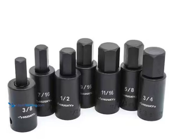 Lot 49-1577160 - Husky 1/2 in. Drive Hex Bit Impact Socket Set SAE (7-Piece), Model # H2DSAEHBI7PC, Slightly used.   ...
