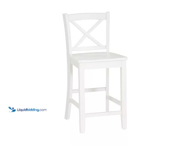 Lot 49-5543809 - Linon Torino X Back Counter Stool. White. Unused with scuffs