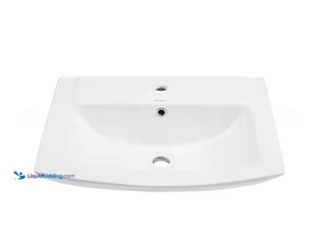 Lot 49-1814363 - Swiss Madison-Sublime Pedestal Bathroom Ceramic Vessel Sink Round Single Faucet Hole in White Model ...