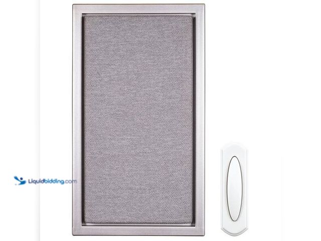 Lot 49-3528651 - Defiant Wireless Battery Operated Doorbell Kit with Wireless Push Button, Nickel with Gray Fabric  M...