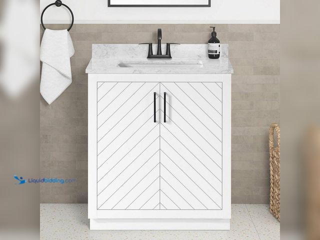 Lot 49-5463733 - Glacier Bay
Huckleberry 30 in. Single Sink White Bath Vanity with White Engineered Marble Top (Asse...