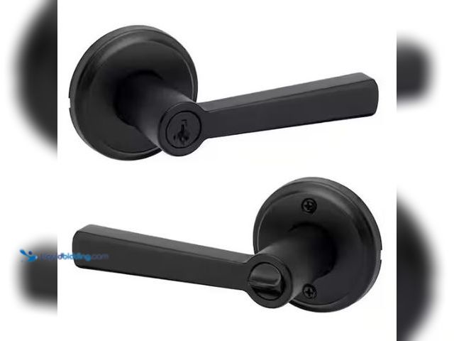 Lot 49-1573159 - Lot of (4) Kwikset Trafford Matte Black Reversible Round Straight Keyed Entry Door Handle featuring ...