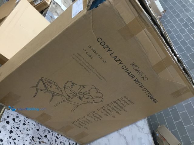 Lot 49-5478451 - Woaisoo Cozy Lazy Chair with Ottoman (Burgundy/blue under) Item is unused