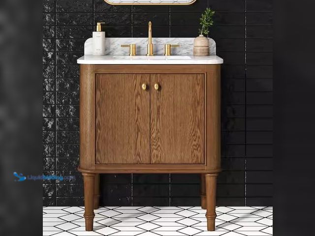 Lot 49-1572000 - Home Decorators Collection Collette 30 in. Single Sink Cinnamon Oak Bath Vanity with White Carrara M...