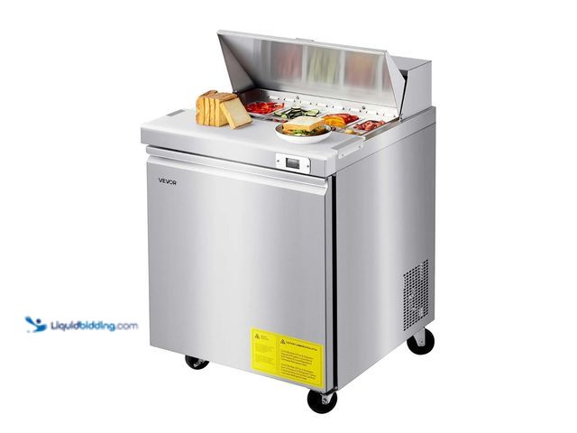 Lot 49-1594193 - VEVOR 28"W Commercial Refrigerator, 7.1 Cu. Ft Sandwich Prep Refrigerated Table, Mega Top Food Prep ...