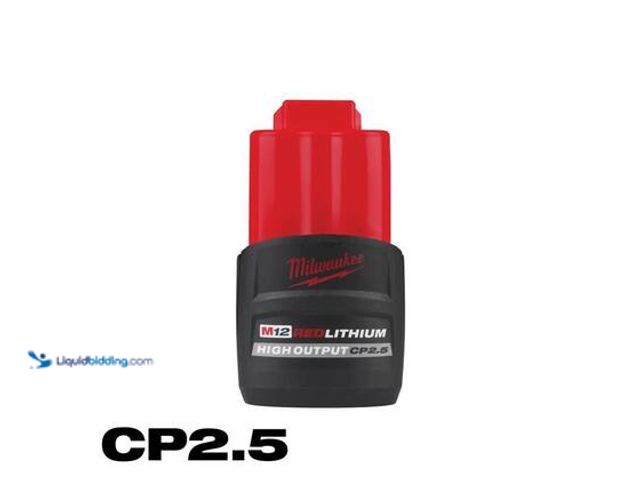 Lot 49-5544327 - Milwaukee M12 12V Lithium-Ion CP High Output 2.5 Ah Battery Pack. Model # 48-11-2425. Unused