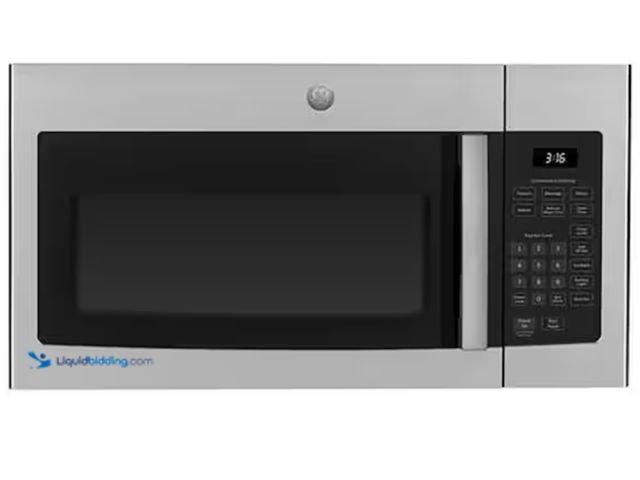 Lot 49-2000125 - GE 1.6 cu. ft. Over-the-Range Microwave in Stainless Steel, Model # JVM3160RFSS, Slightly used, Has ...