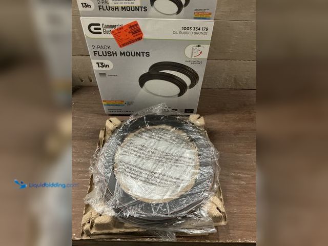 Lot 49-3528571 - Commercial Electric
13 in. Oil Rubbed Bronze Color Changing LED Ceiling Flush Mount (2-Pack) Unused