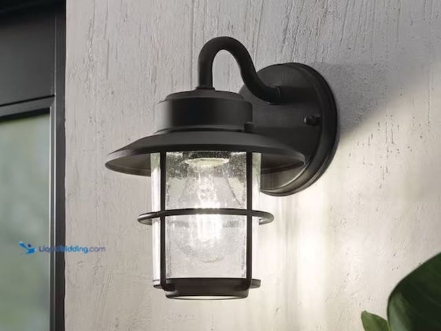 Lot 49-2001626 - (2-Pack) Hampton Bay 8.2 in. 1-Light Black Outdoor Wall Light Lantern Porch or Patio Sconce, Model #...