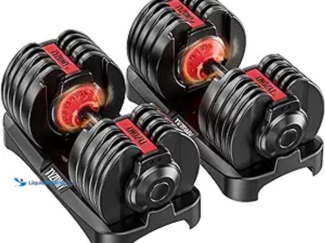 Lot 49-3462982 - Adjustable Dumbbells Set of 2，Free Weights Dumbbells Set Adjustable Dumbbell Set，52.5 lbs pair 105 l...