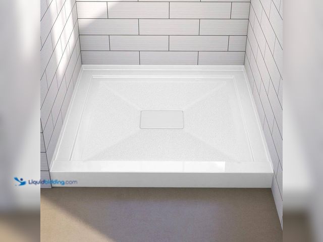 Lot 49-1637987 - 34 in. x 34 in. Acrylic Single Threshold Alcove Floor Rectangular Shower Pan Base with Center Drain ...