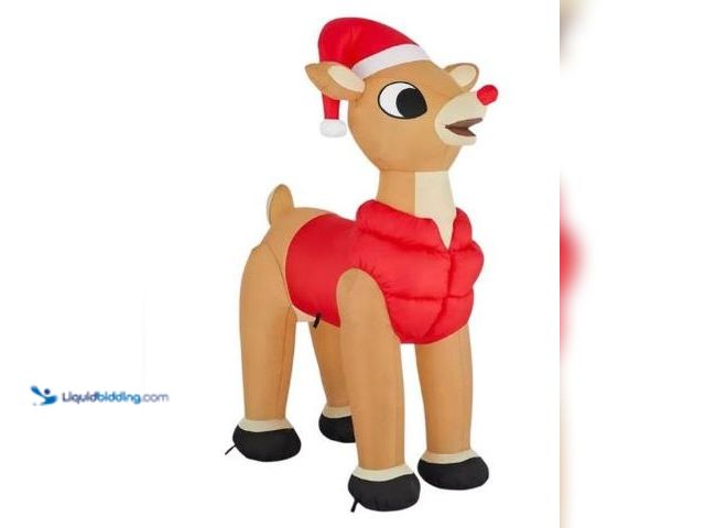 Lot 49-1548194 - Gemmy Holiday | 5.5 Ft Rudolph The Red Nose Reindeer Light Up Nose Inflatable Airblown Gemmy New | C...