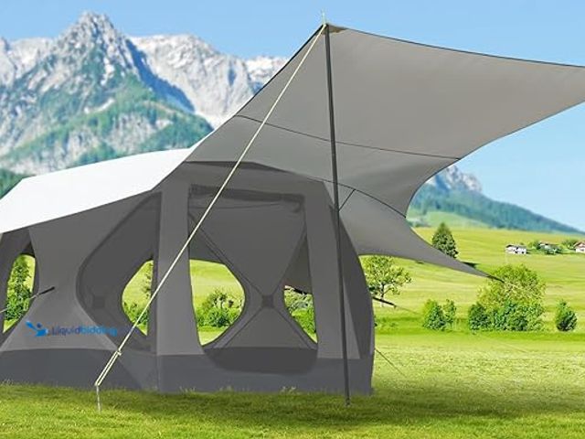 Lot 49-3466201 - Camping Tent 4/6 Person with Canopy XL, Hub Tent with 10 Windows, PU2000 Waterproof Pop Up Cabin Ten...