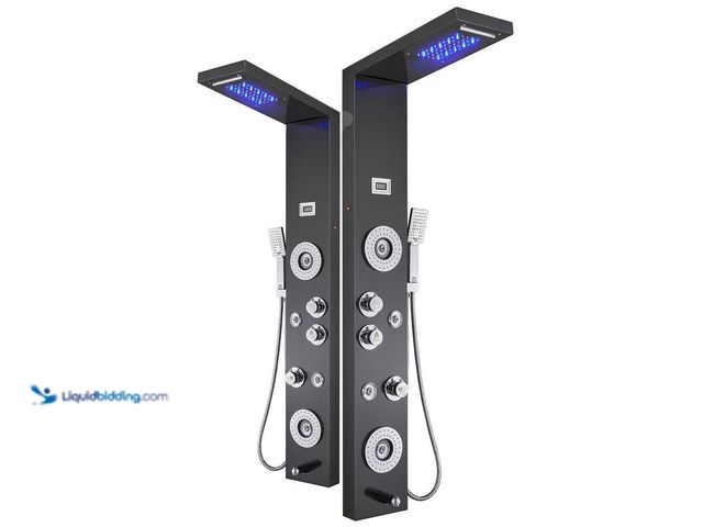 Lot 49-5416377 - ELLO&ALLO 55 in. 6-Jet Shower Panel System with LED Rainfall Waterfall Shower Head Handshower and Tu...