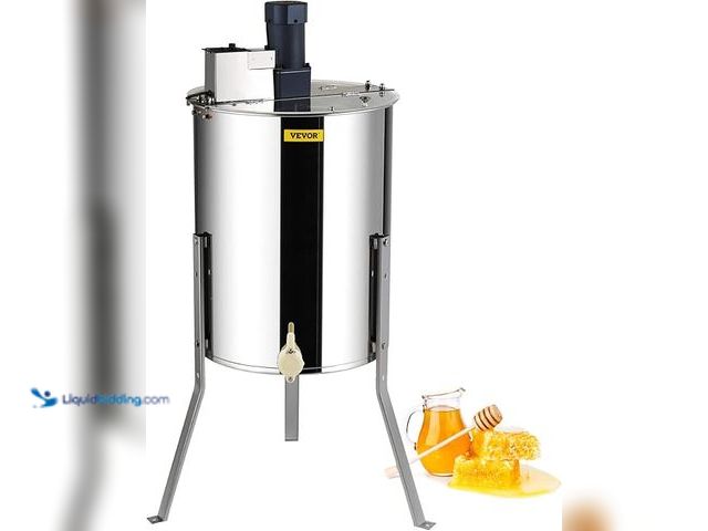 Lot 49-5407781 - VEVOR Electric Honey Extractor, 4/8 Frame Stainless Steel Beekeeping Extraction, Honeycomb Drum Spin...