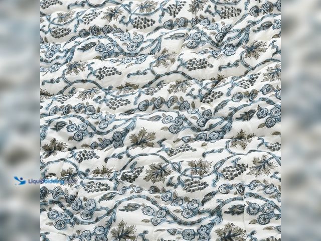 Lot 49-5406890 - Ridhi Block Print Quilted Baby Blue Eyes Throw Reversible Blanket 100% Cotton Quilt, Cover for Couch...